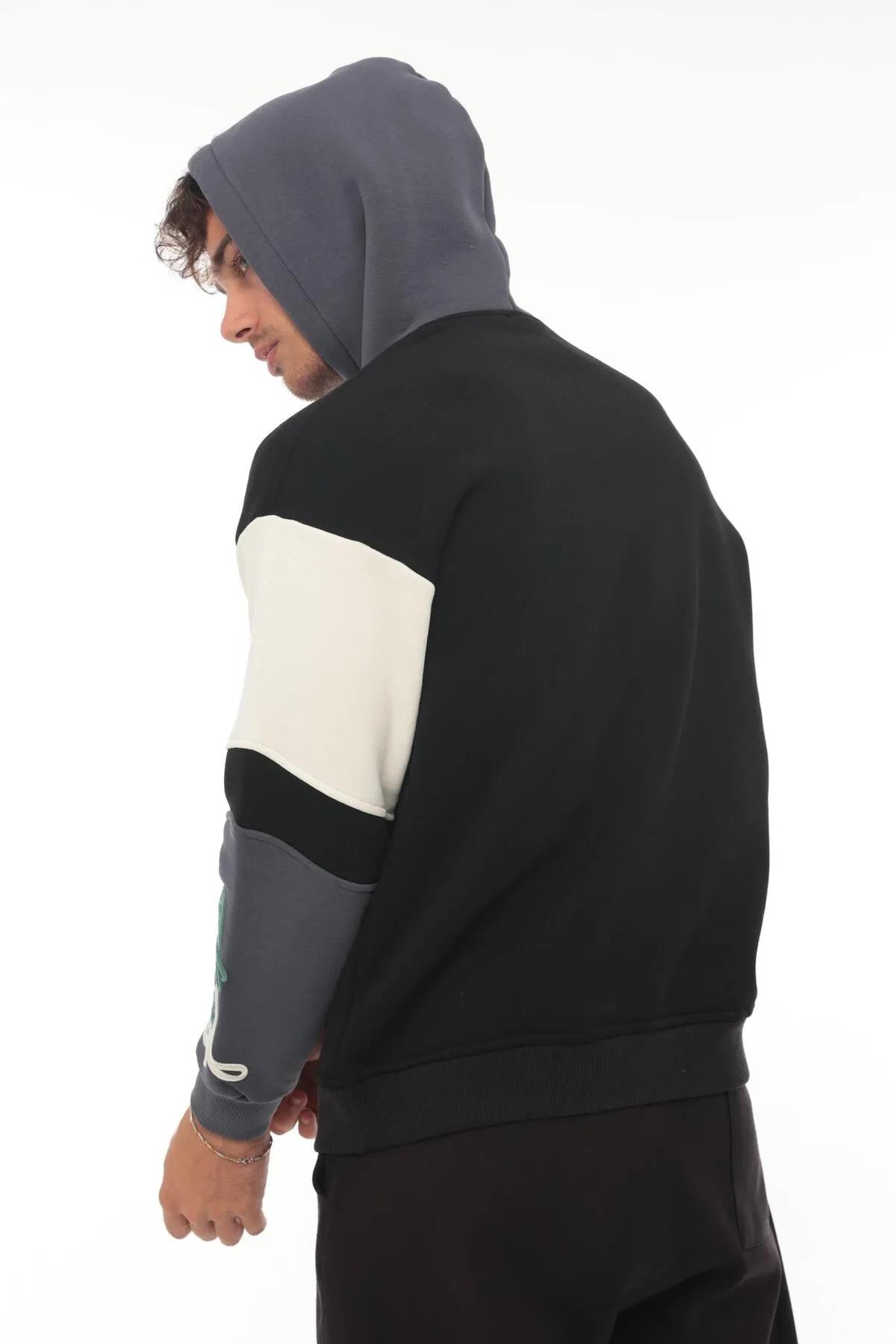 71185 Dewberry Embroidered Oversize Mens Sweatshirt-BLACK