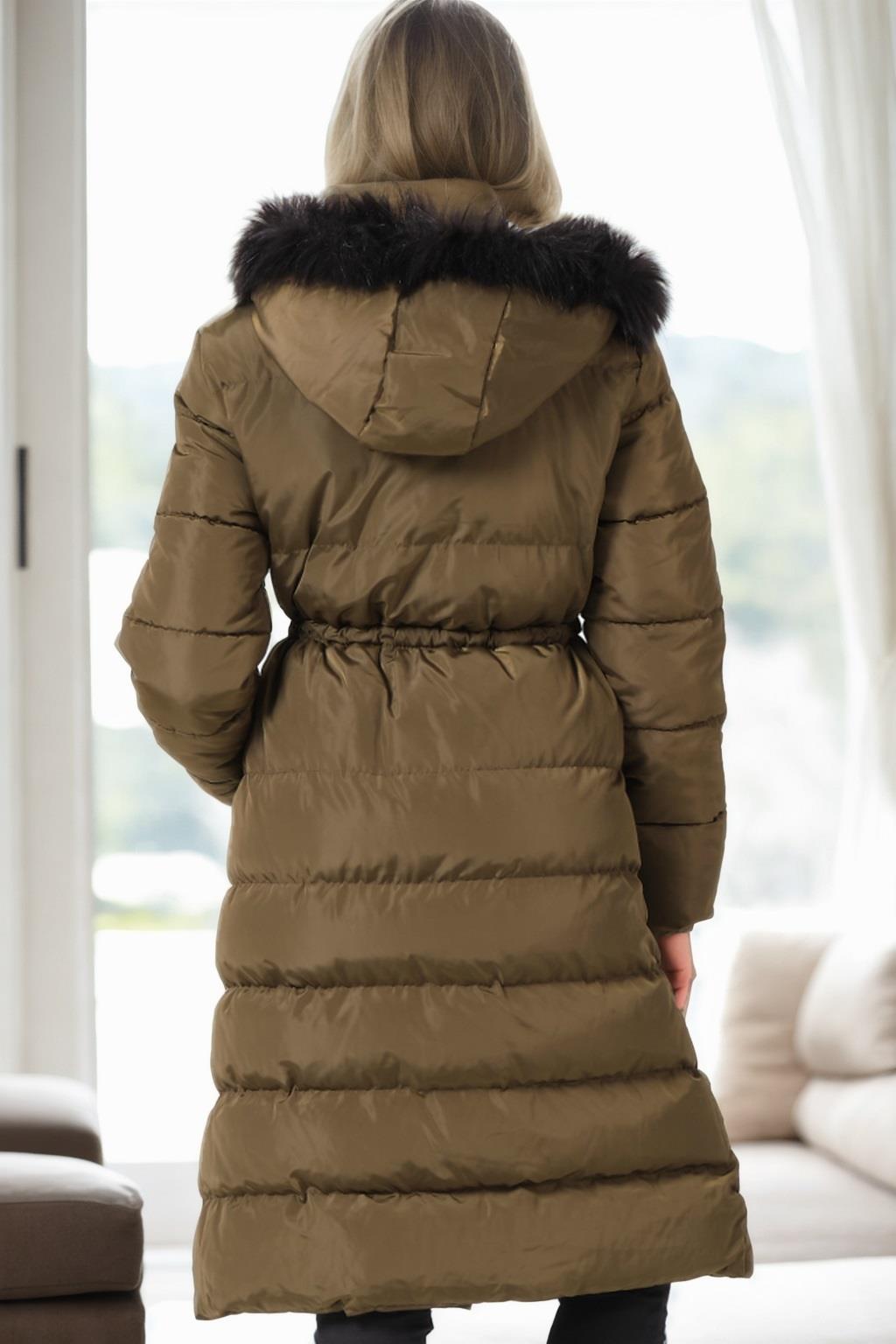 Z6758 DEWBERRY WOMEN'S COAT-KHAKI-1