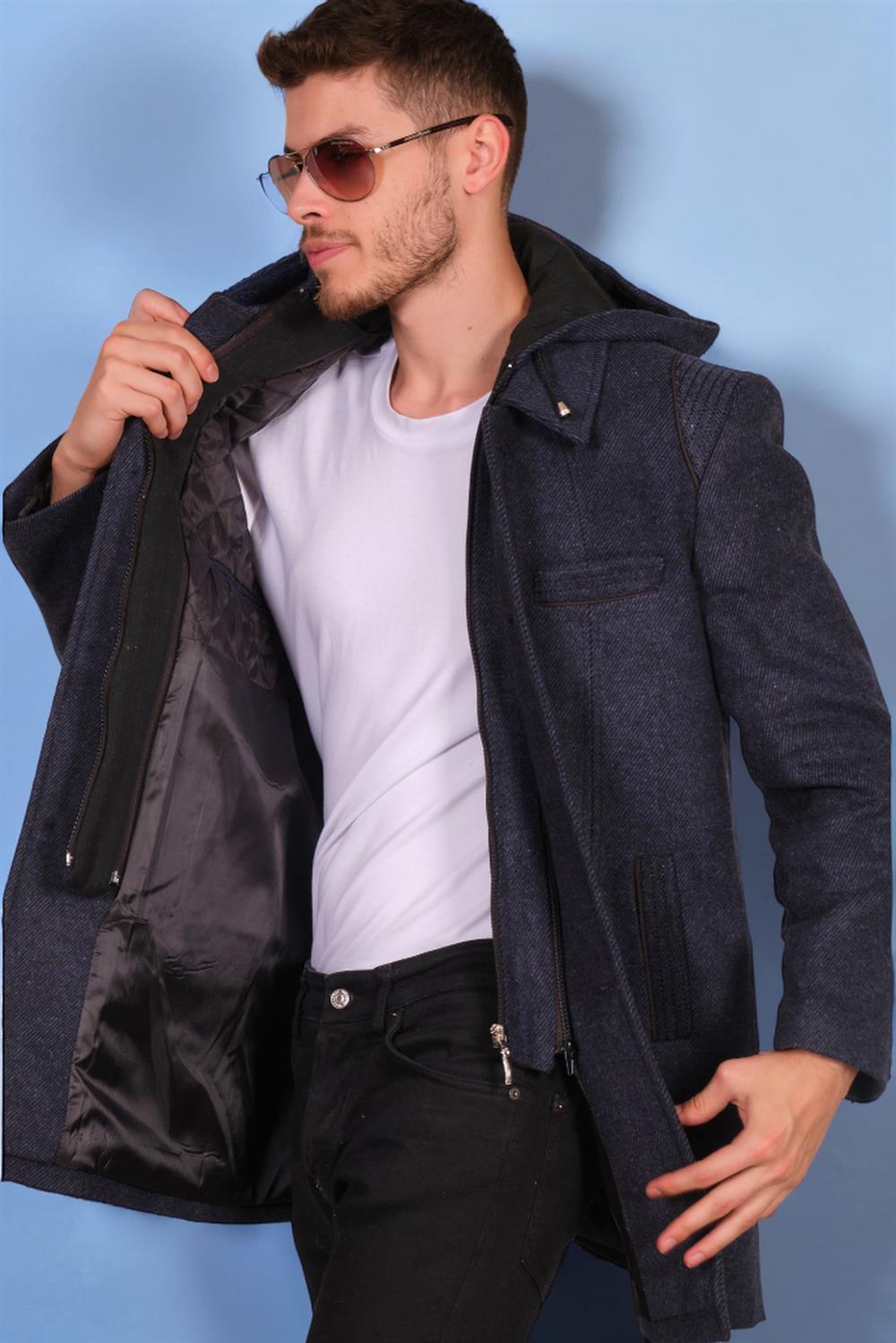 PLT8335 DEWBERRY MEN&#039;S COAT-DIAGONAL BLUE-BLACK