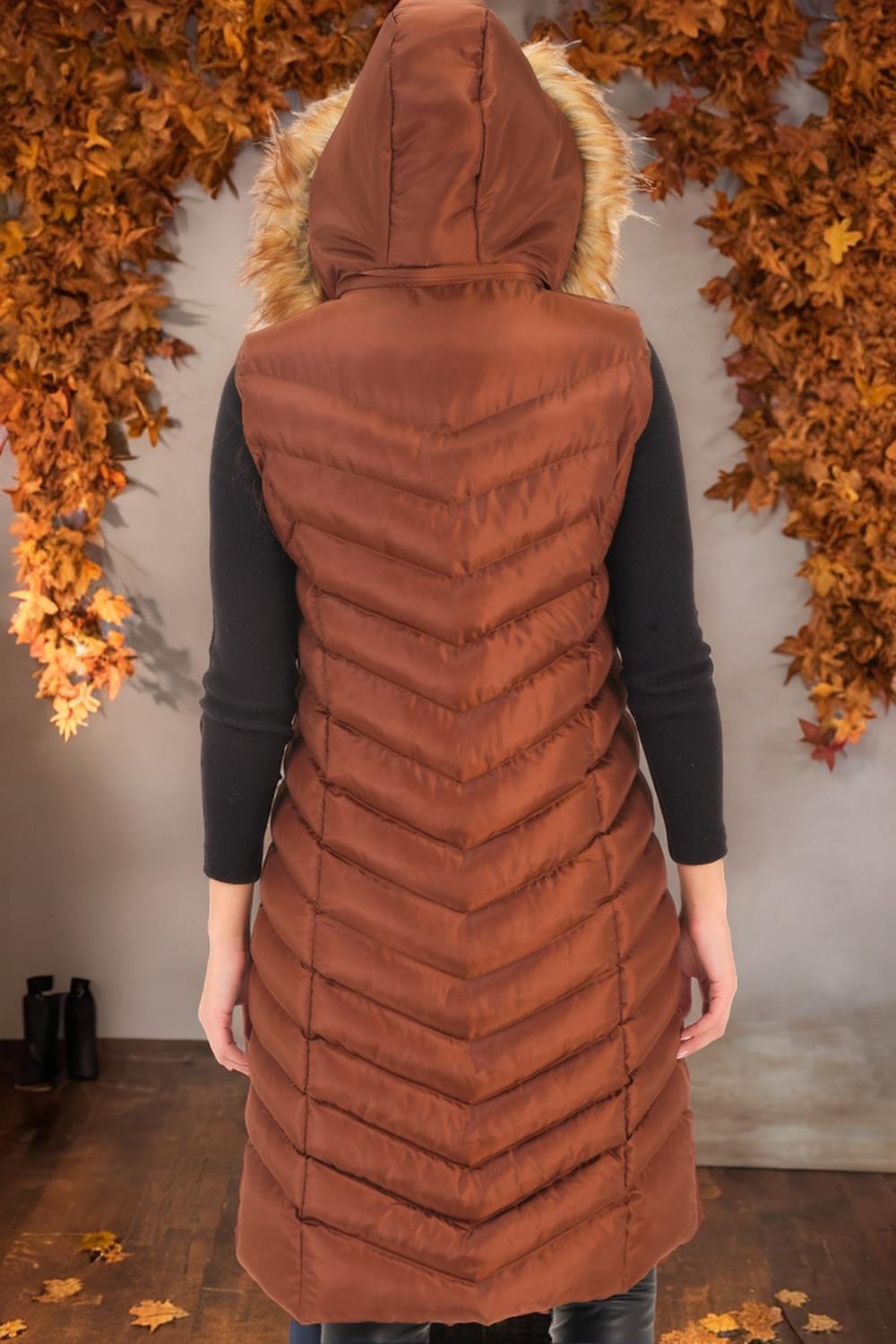 Z6684 DEWBERRY LADIES VEST-FLAT LIGHT BROWN