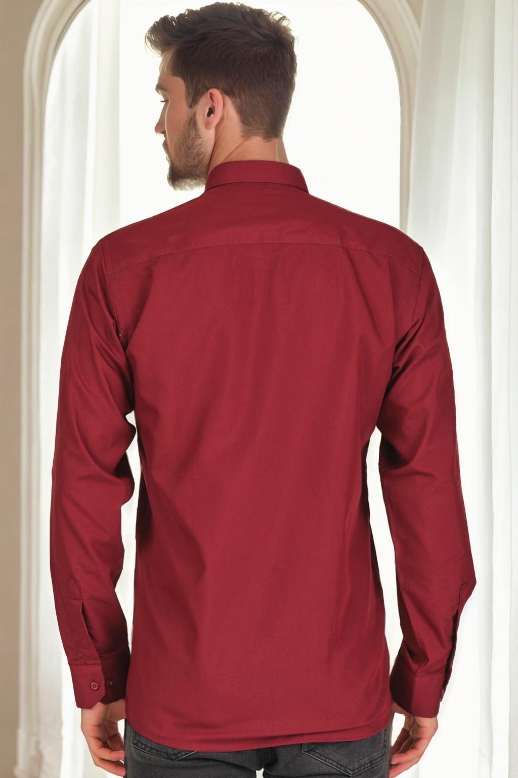 G726 DEWBERRY MEN'S SHIRT-BURGUNDY-1
