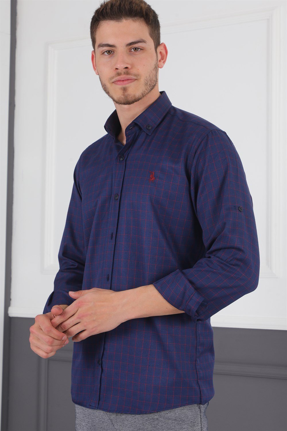 G720 DEWBERRY MEN&#039;S SHIRT-NAVY-BURGUNDY