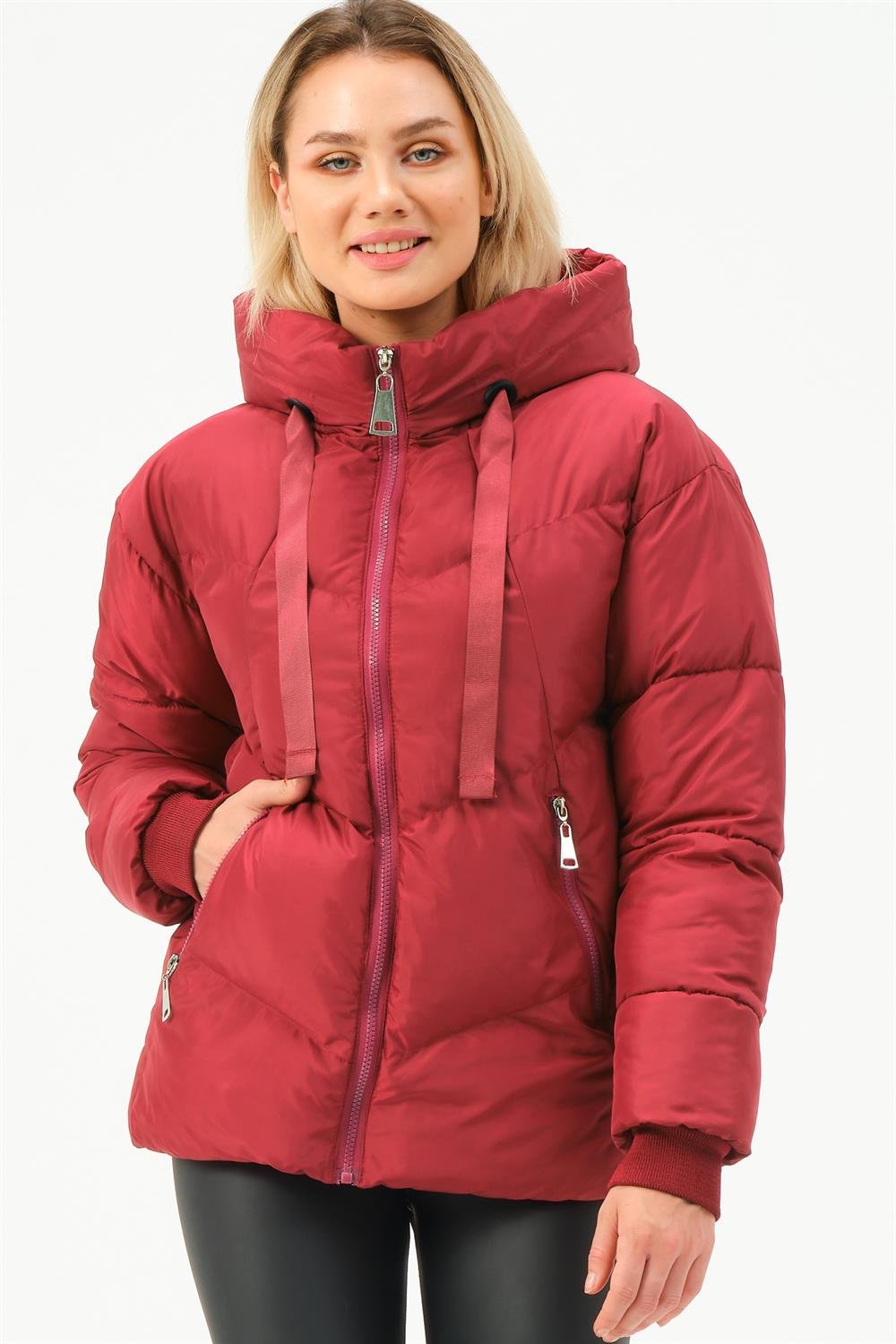 Z6771 DEWBERRY WOMEN'S COAT-BURGUNDY