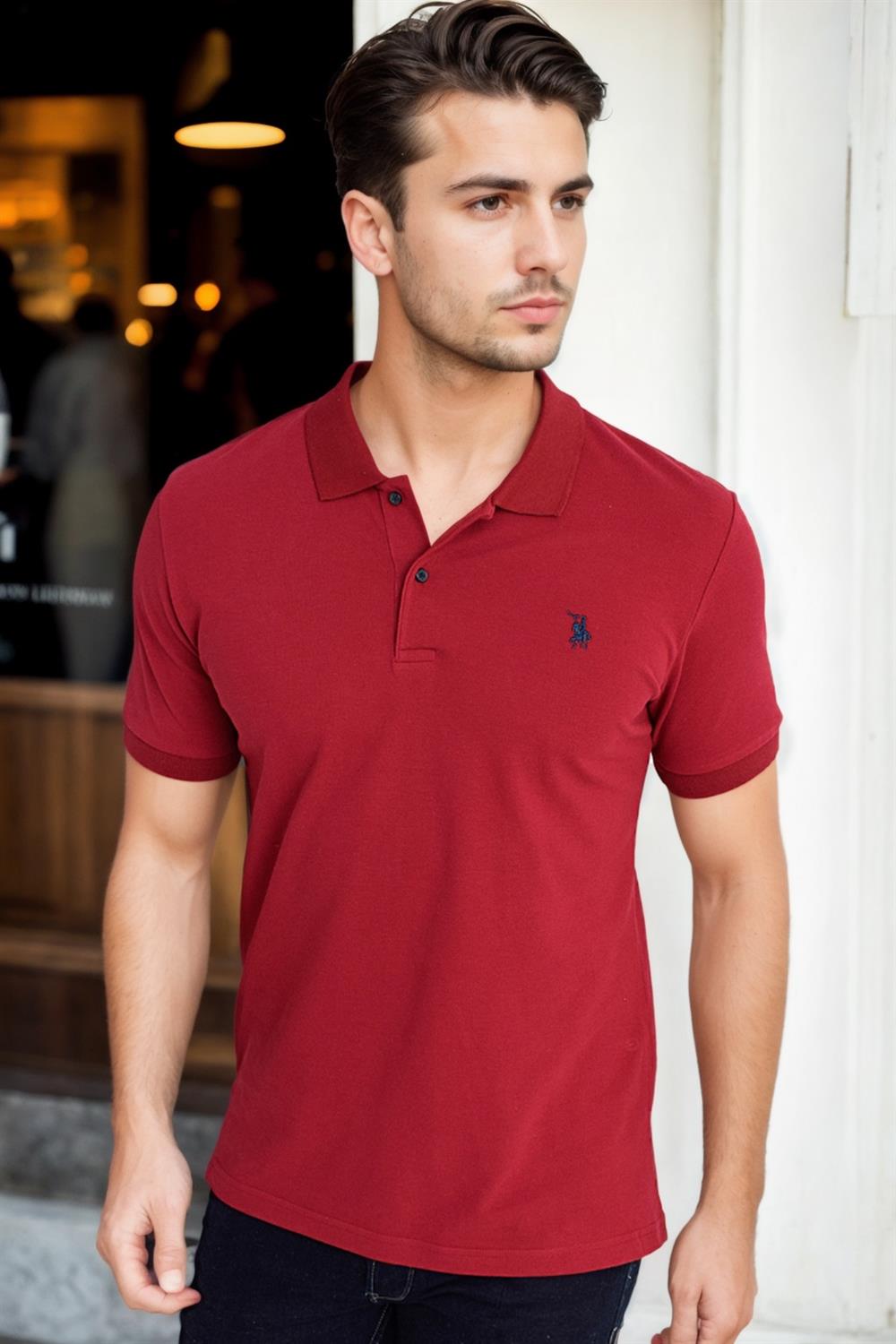 Tricou polo de barbati, dewberry