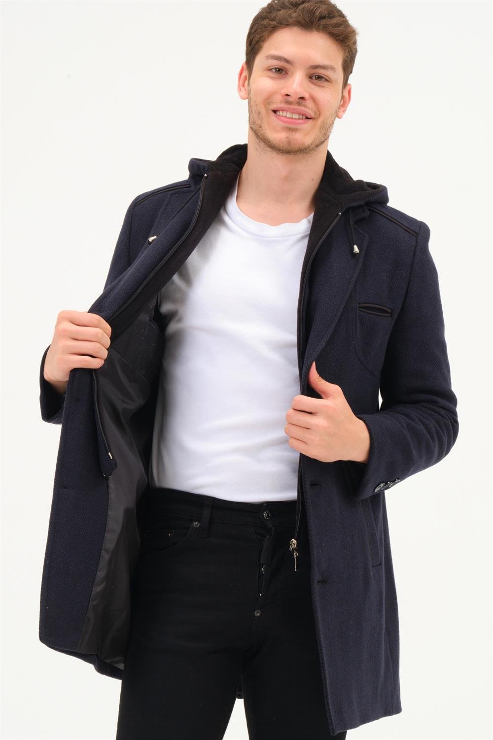 PLT8371 DEWBRRY MENS COAT-DIAGONAL NAVY BLUE