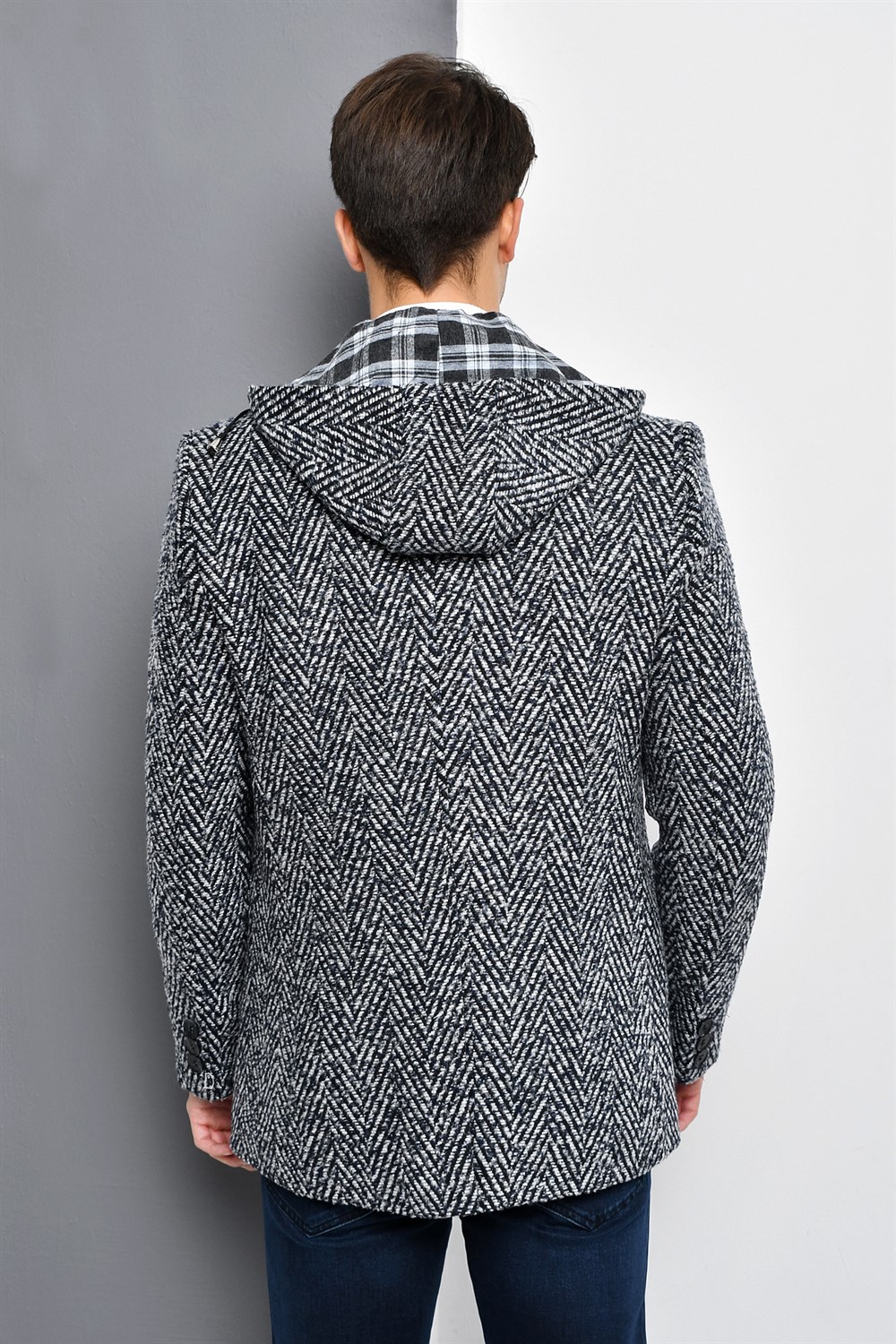 K7540 DEWBERRY MEN&#039;S COAT-PATTERNED NAVY BLUE
