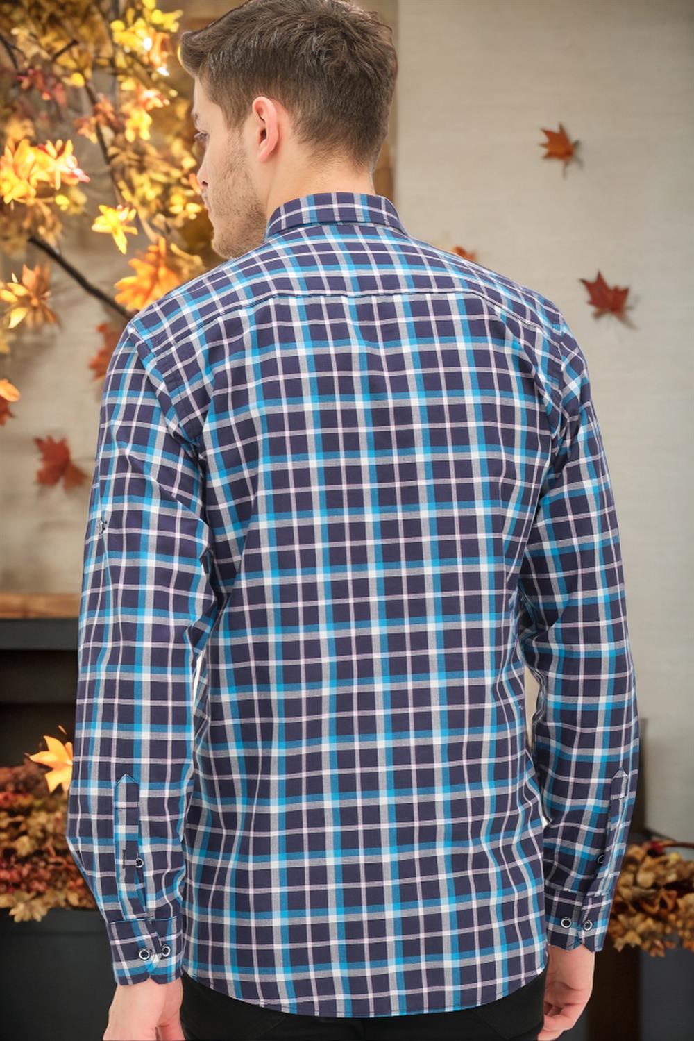 G741 DEWBERRY MEN'S SHIRT-BLUE-NAVY BLUE
