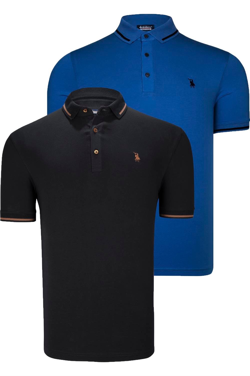 DOUBLE SET T8586 DEWBERRY MENS T-SHIRT-BLACK-SAKS