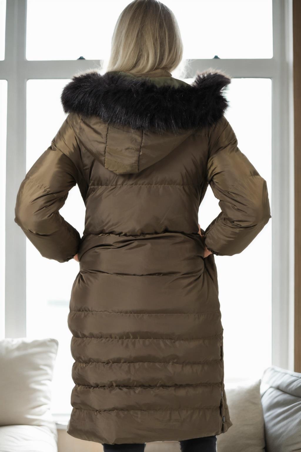 Z6740 DEWBERRY LADIES' COAT-KHAKI-1