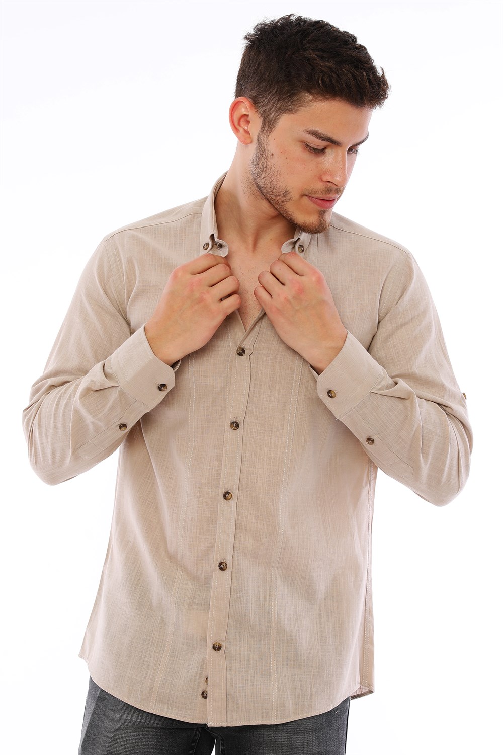 G721 DEWBERRY MEN'S SHIRT-BEIGE
