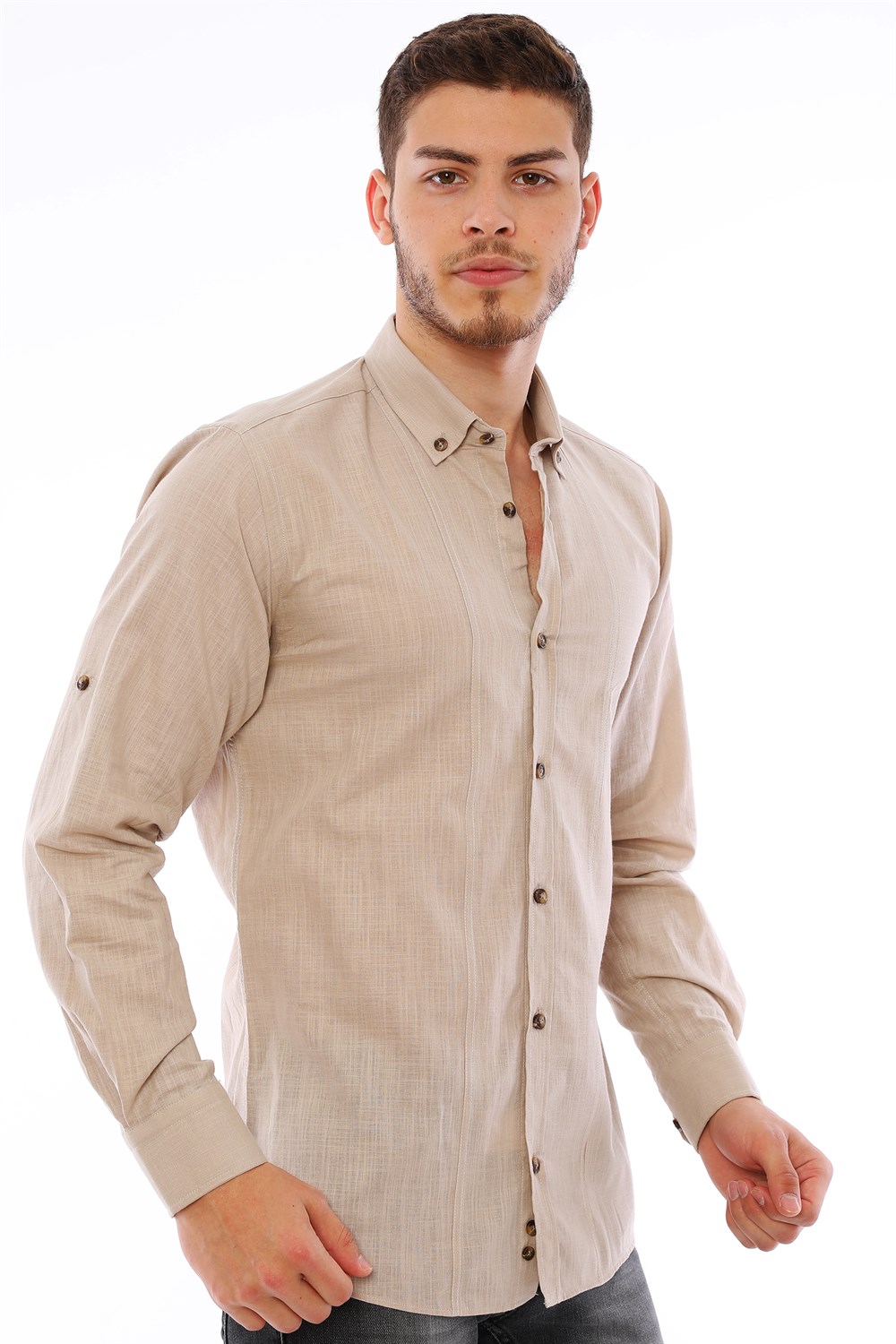 G721 DEWBERRY MEN&#039;S SHIRT-BEIGE