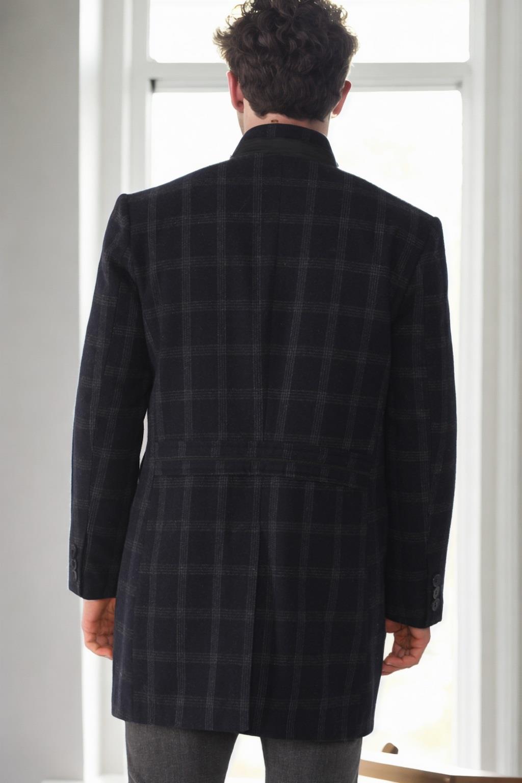 PLT9367 DEWBERRY MEN'S COAT-PATTERNED NAVY BLUE