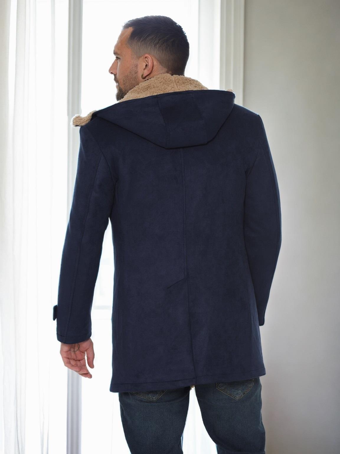 PLT9399 DEWBERRY SUEDE MEN&#039;S COAT-NAVY BLUE