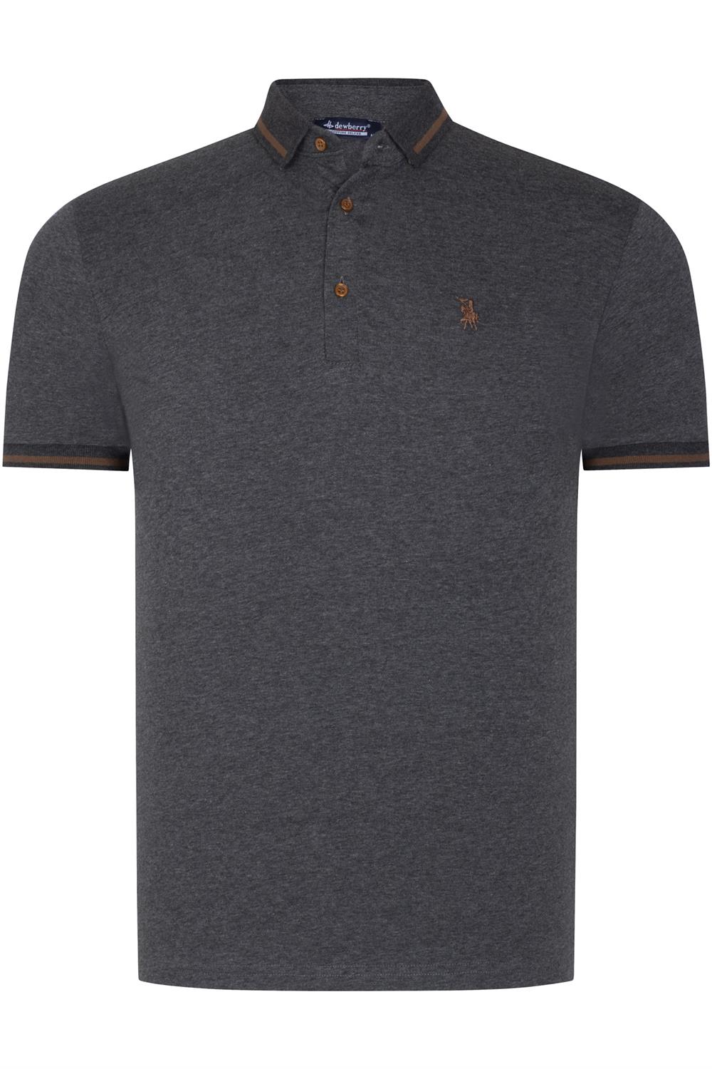 TRIPLE SET T8586 DEWBERRY MEN'S T-SHIRT-BLACK-WHITE-ANTHRACITE