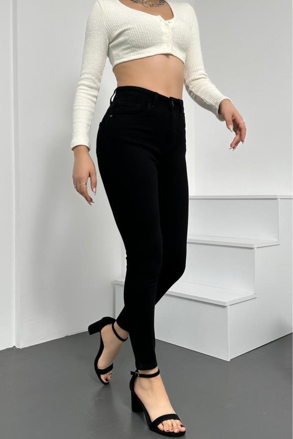 Дънки с висока талия тип „Dewberry“ Skinny Fit - Черни