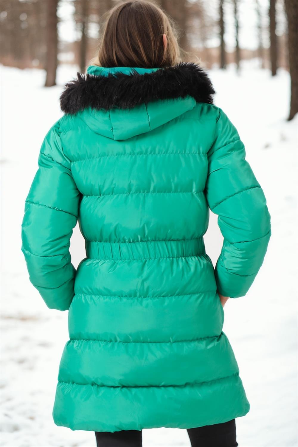 Z6764 DEWBERRY WOMEN'S COAT-PLAIN GREEN