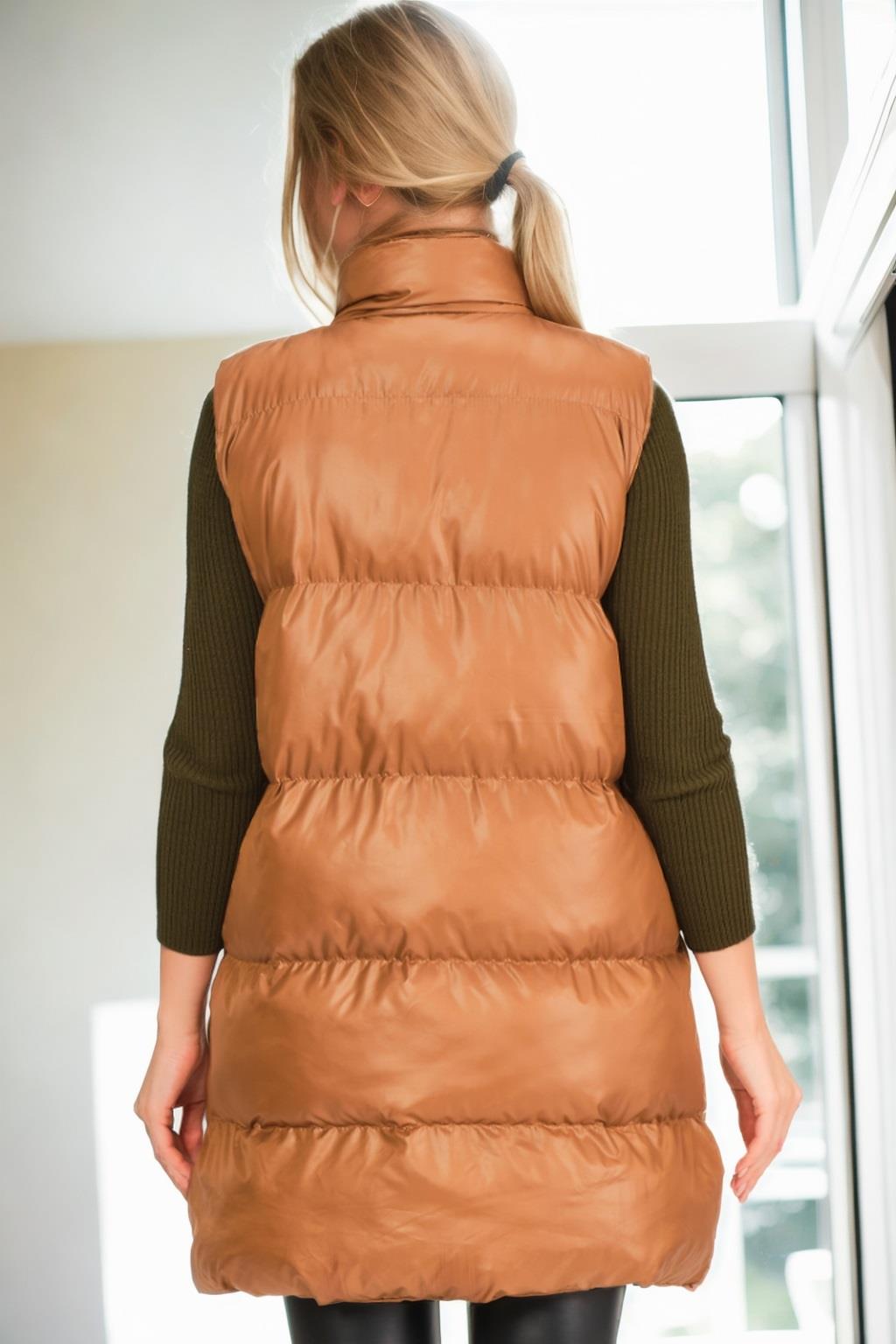 Z6729 DEWBERRY HK STYLE WOMEN'S VEST-CAMEL-1