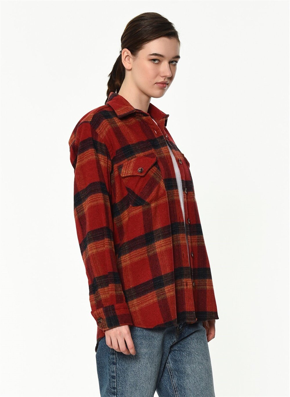 Z6663 DEWBERRY LADIES SHIRT-RED