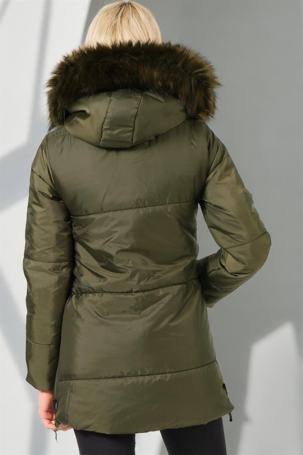 Z6668 DEWBERRY WOMEN'S COAT-PLAIN KHAKI