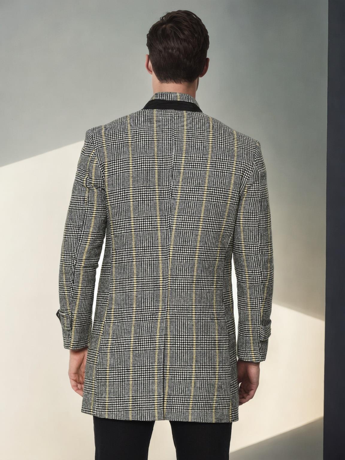 PLT9391 DEWBERRY MEN&#039;S COAT-PLAID GREY