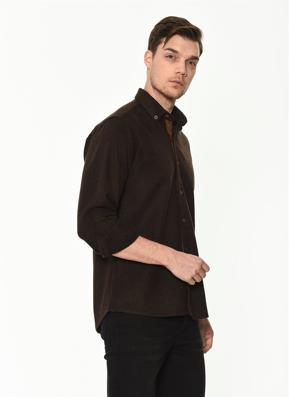 G715 DEWBERRY MEN&#039;S SHIRT-BROWN