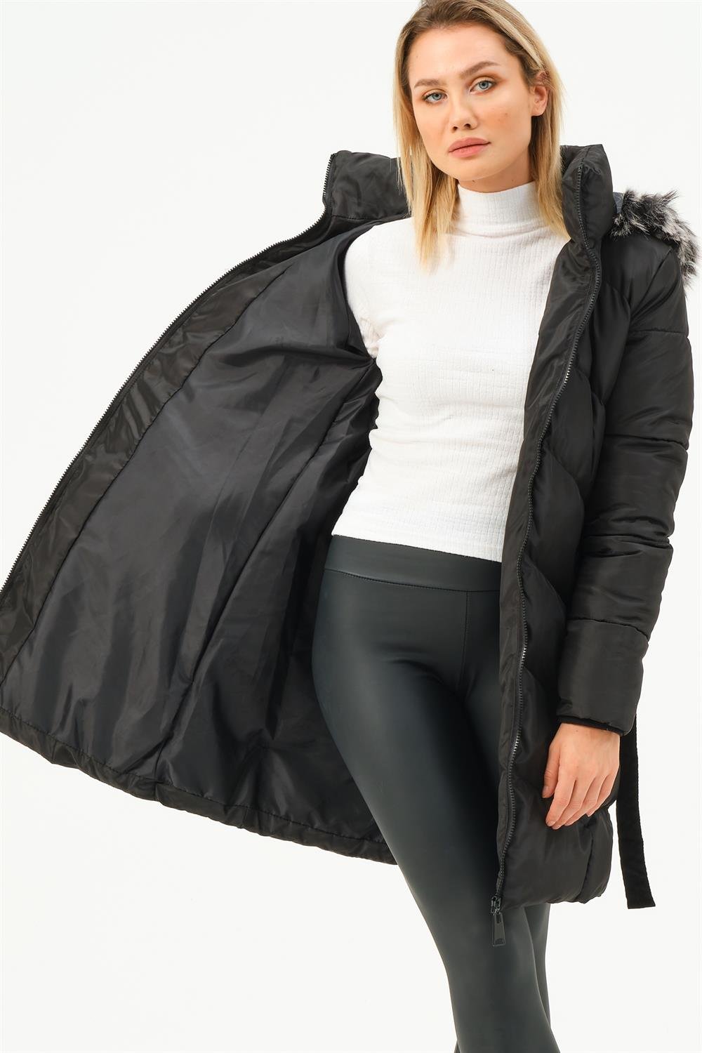 Z6768 DEWBERRY WOMEN'S OUTERWEAR - BLACK