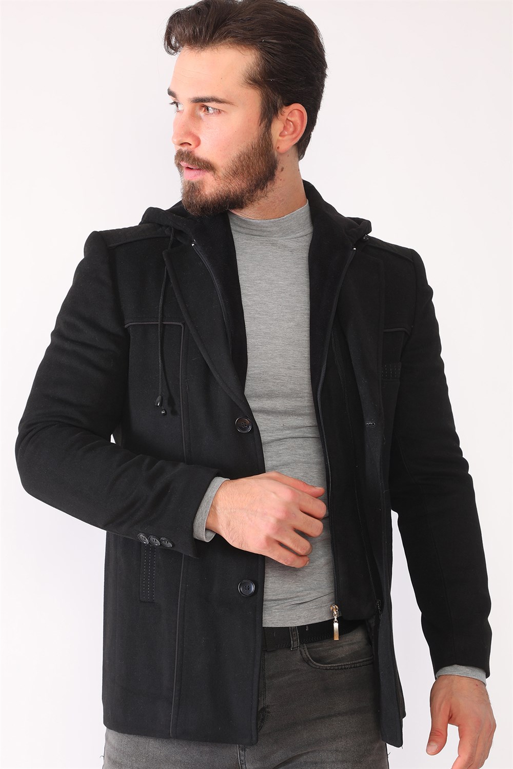 K7535 DEWBERRY MEN&#039;S COAT-BLACK