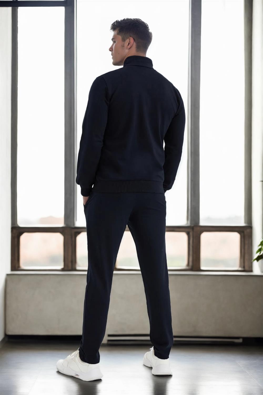 51357 Dewberry Plus Size Mens Tracksuit Set-NAVY BLUE