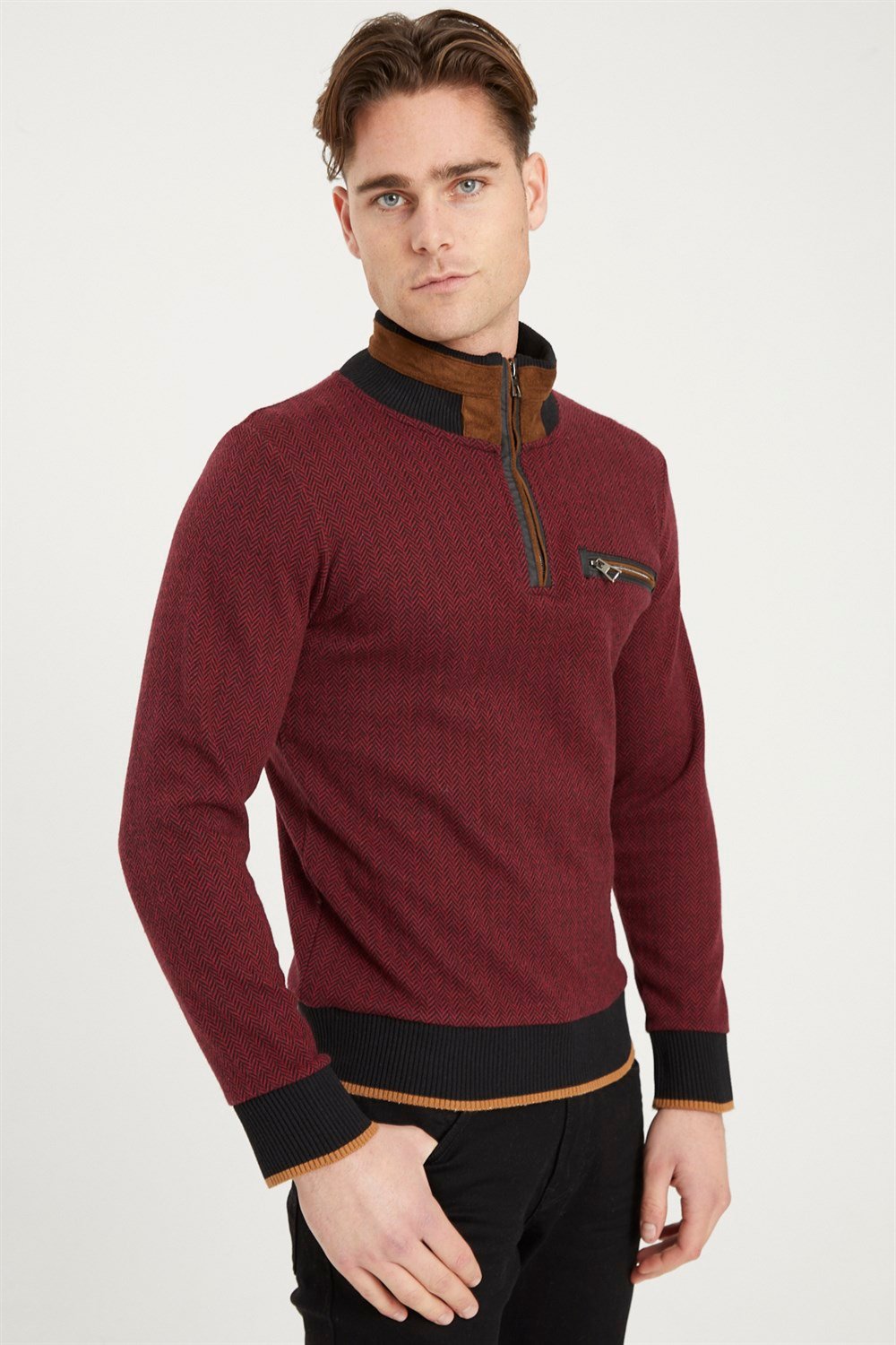 1039 DEWBERRY MEN&#039;S SWEATSHIRT-PATTERNED BURGUNDY
