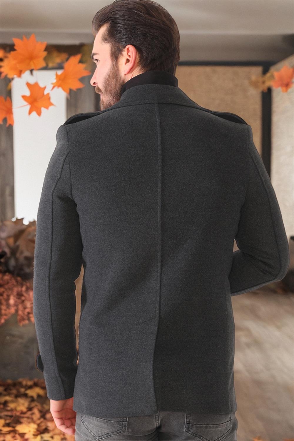 K7542 DEWBERRY MEN'S COAT-PLAIN ANTHRACITE
