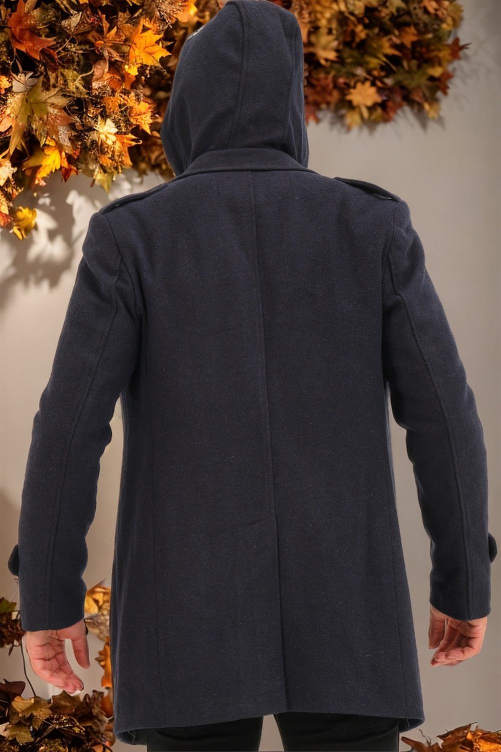 PLT8401 DEWBERRY MEN'S COAT-LIGHT DIAGONAL NAVY BLUE
