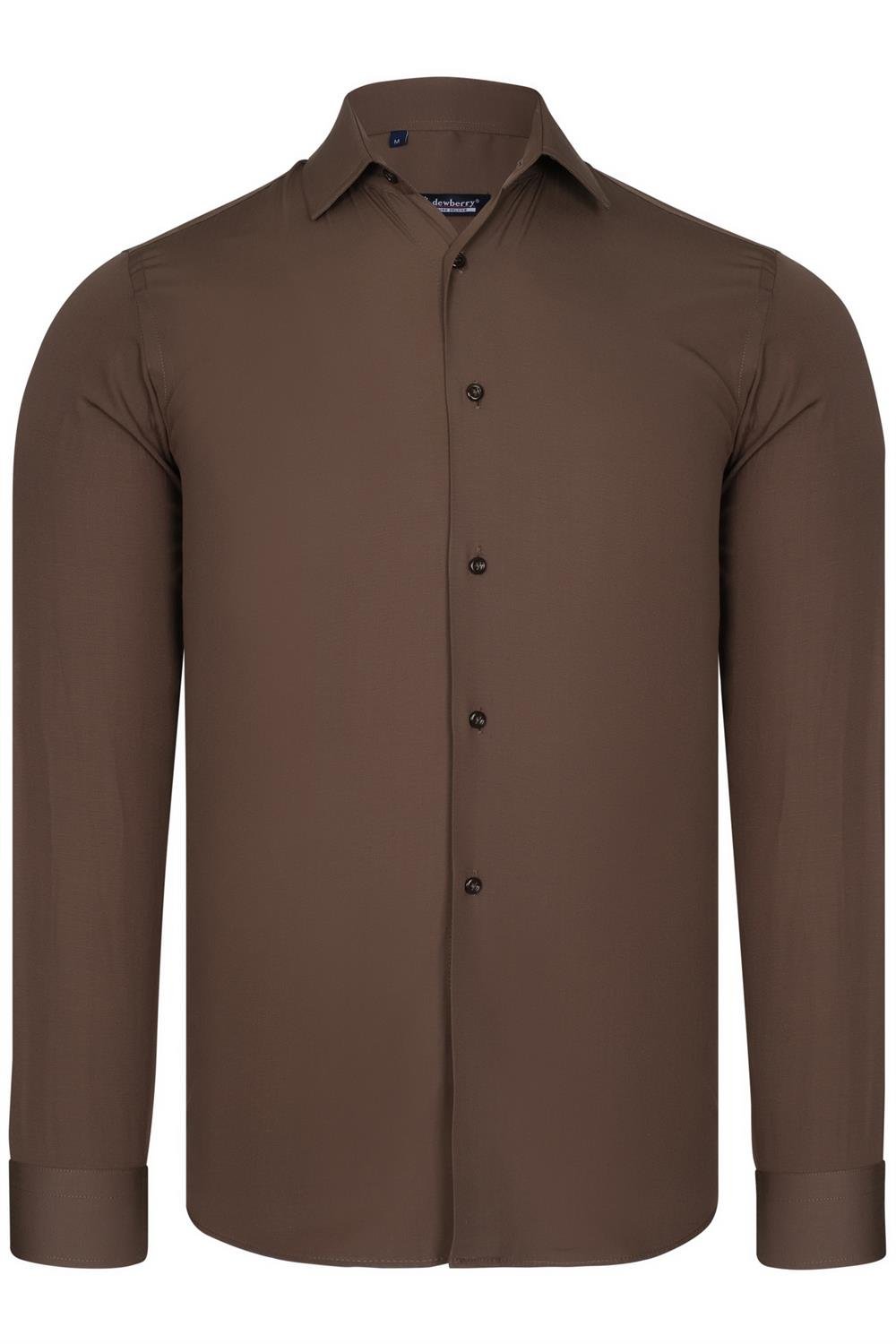 DUAL SET G726 DEWBERRY MENS SHIRT-NAVY BLUE-BROWN