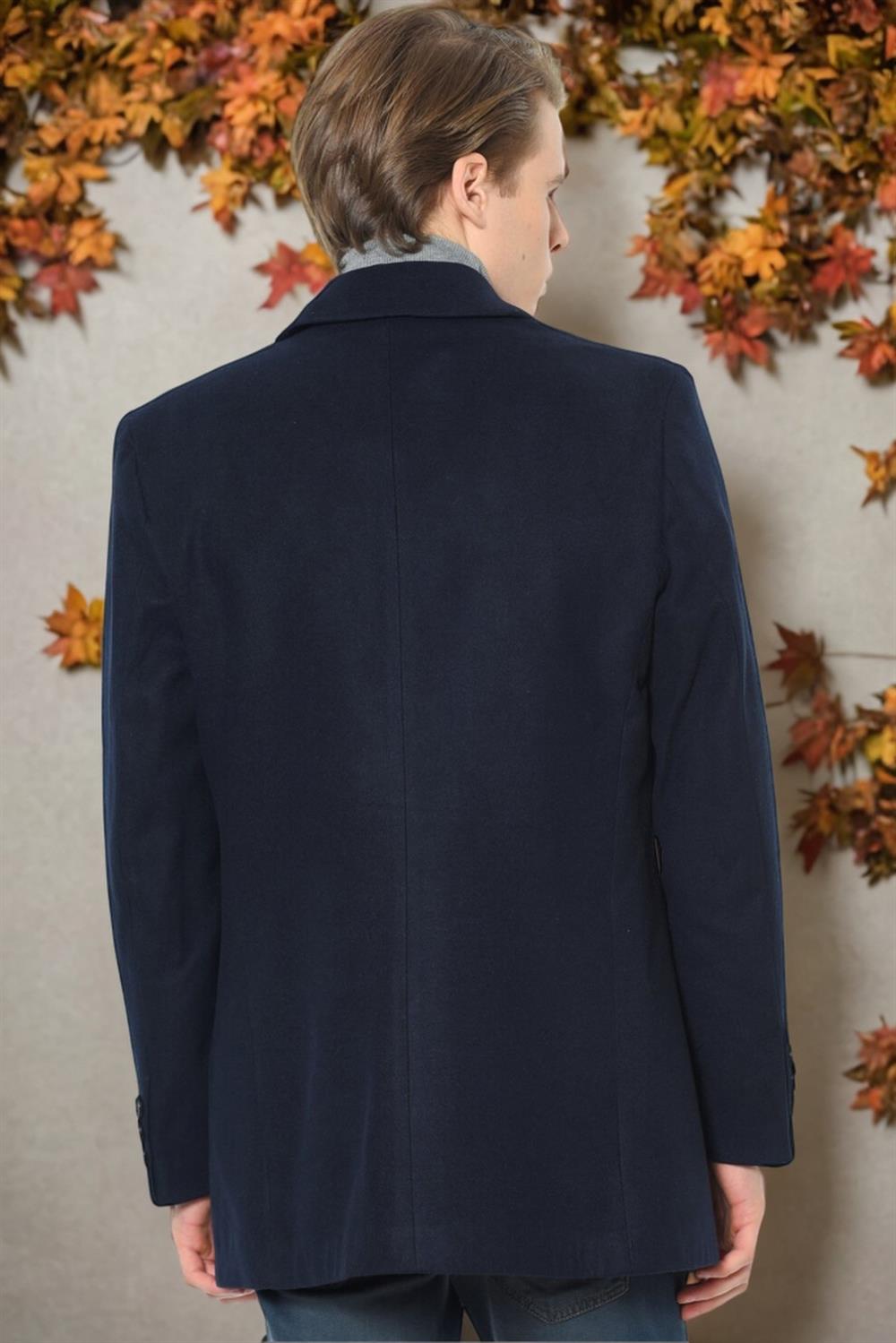 PLT8206 DEWBERRY MEN'S COAT-PLAIN NAVY BLUE