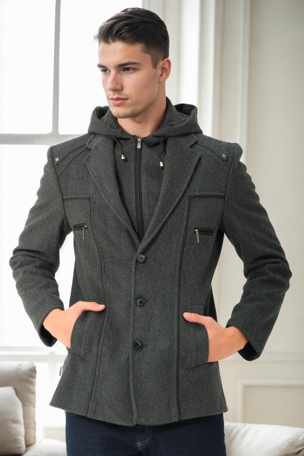 K7532 DEWBERRY MEN'S COAT-ANTHRACITE-1