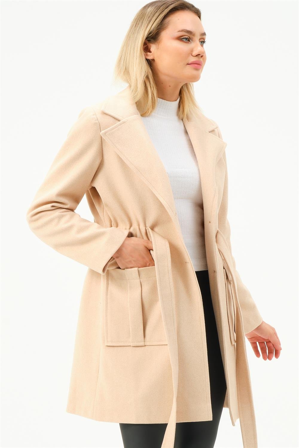 Z6778 DEWBERRY WOMEN'S COAT-BEIGE