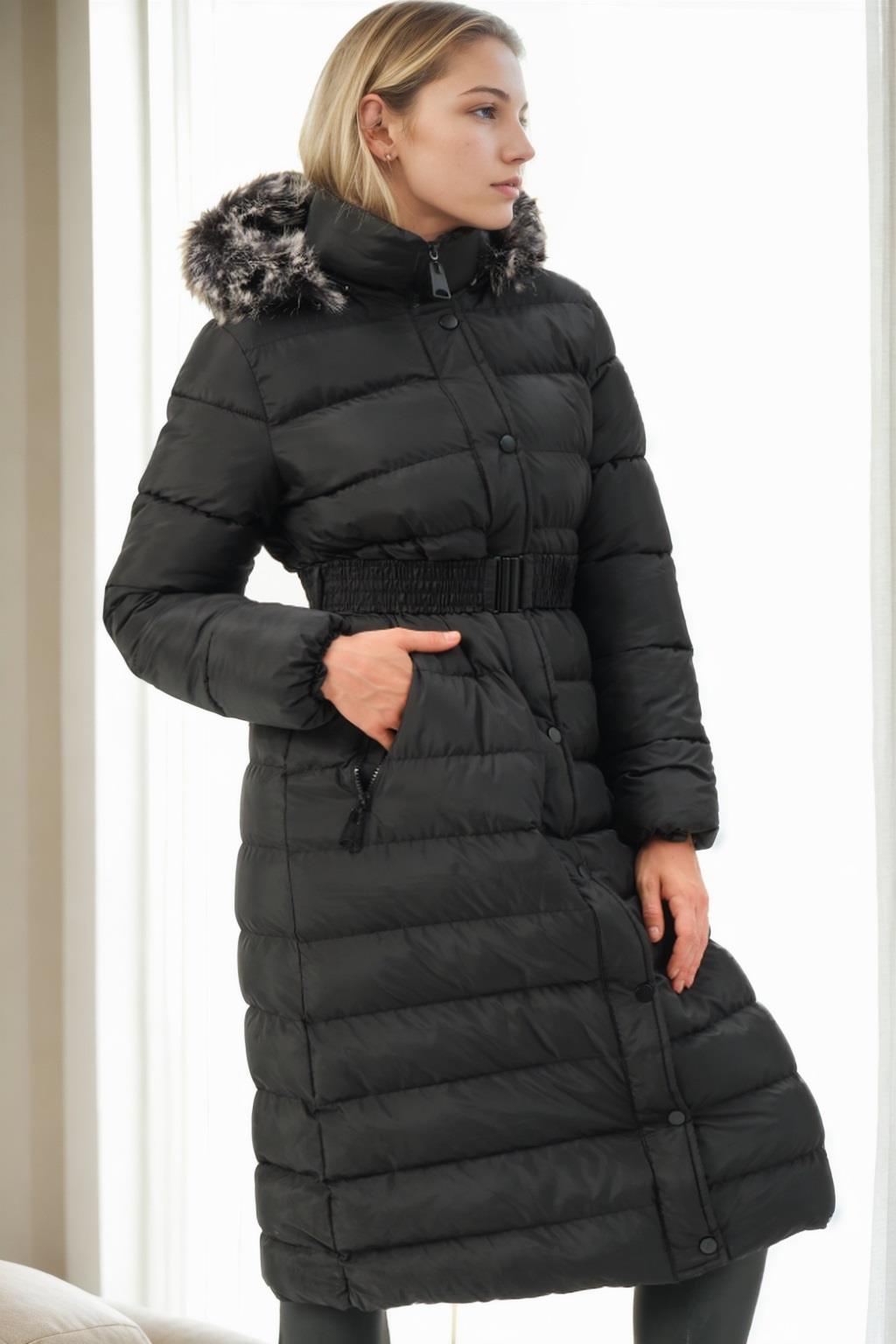 Z6769 DEWBERRY LADIES COAT-BLACK-1