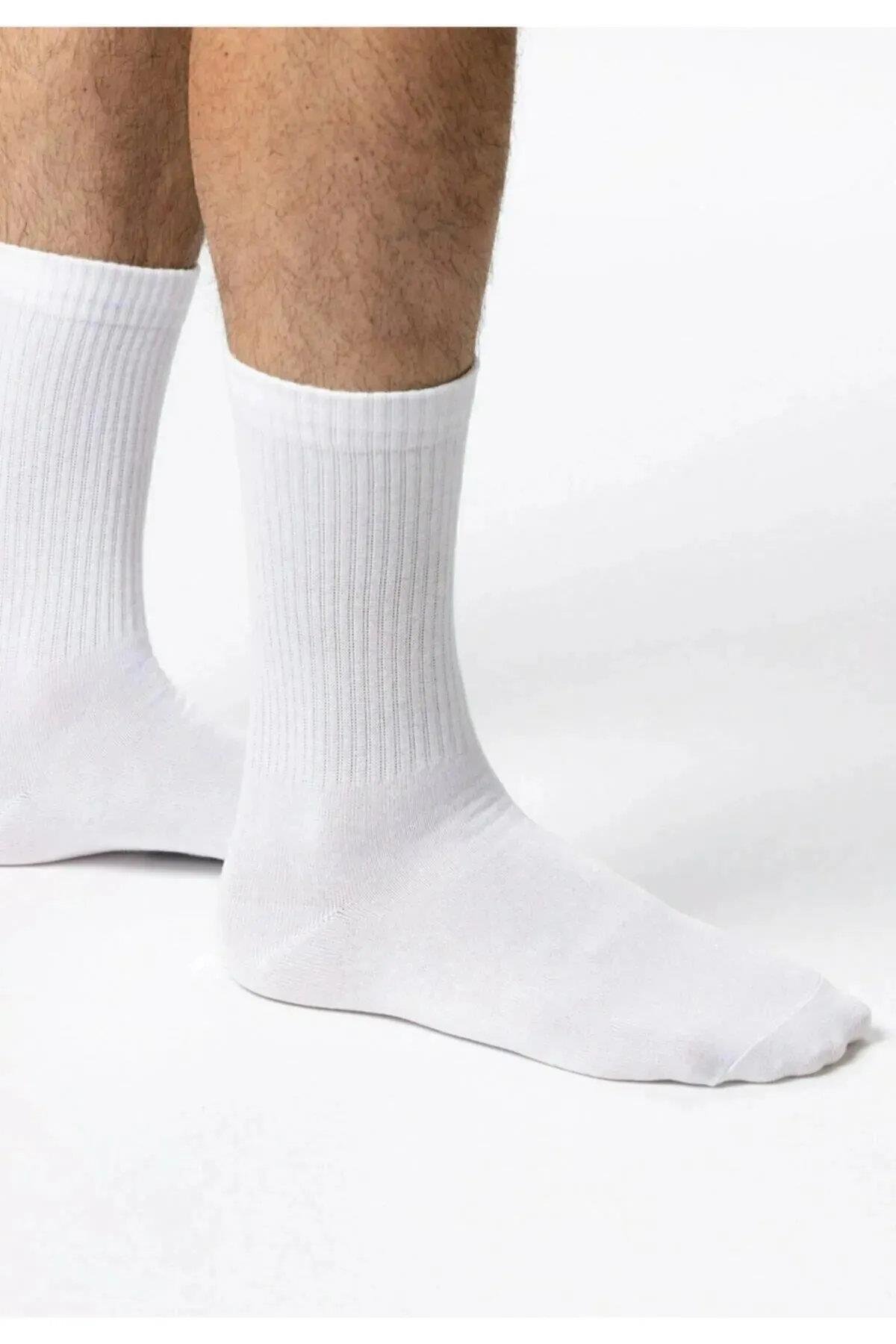 77603 Dewberry Set of 6 Pairs Tennis Length Plain Socks-WHITE