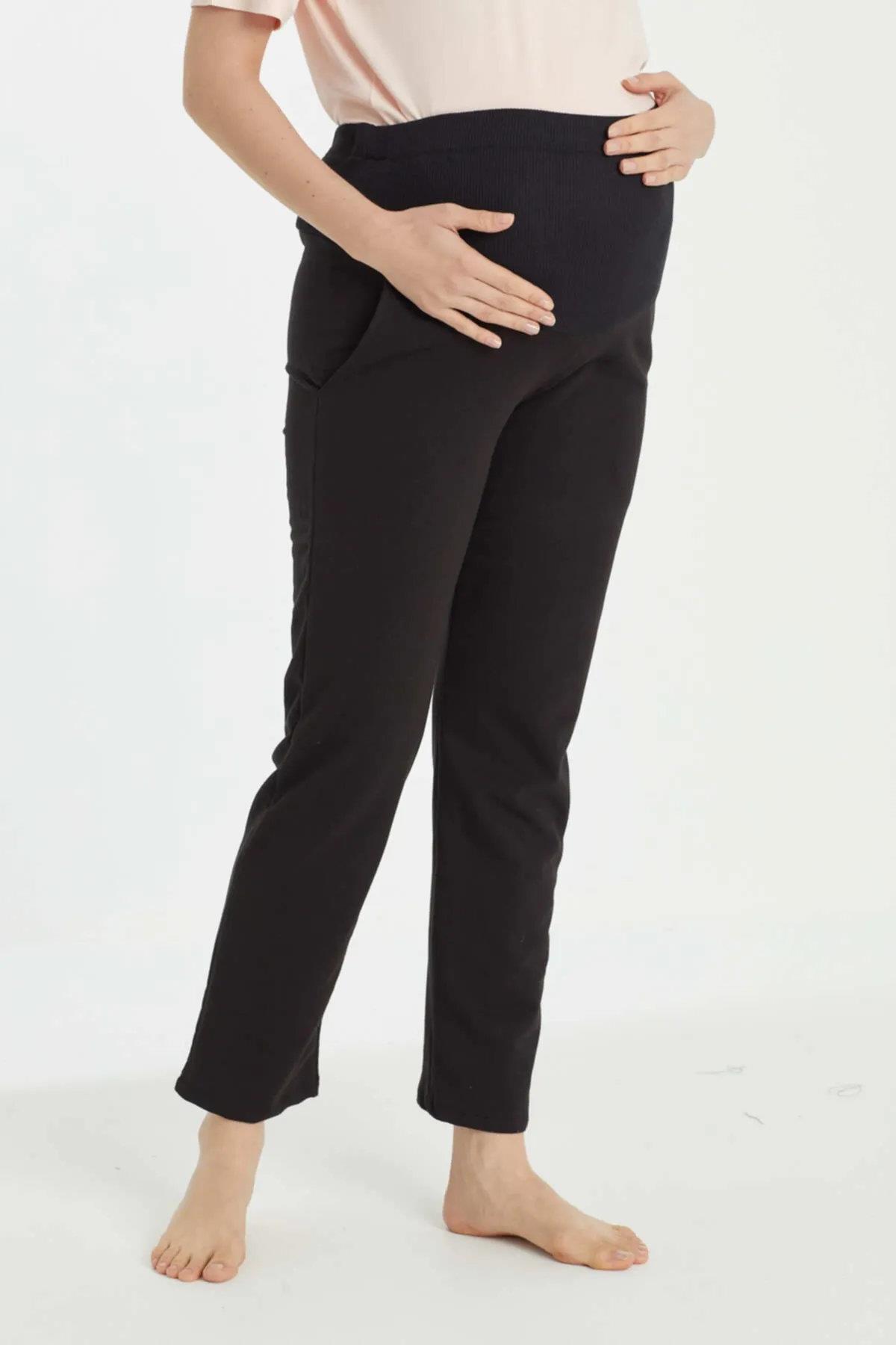 61519 Dewberry Maternity Sweatpants-BLACK