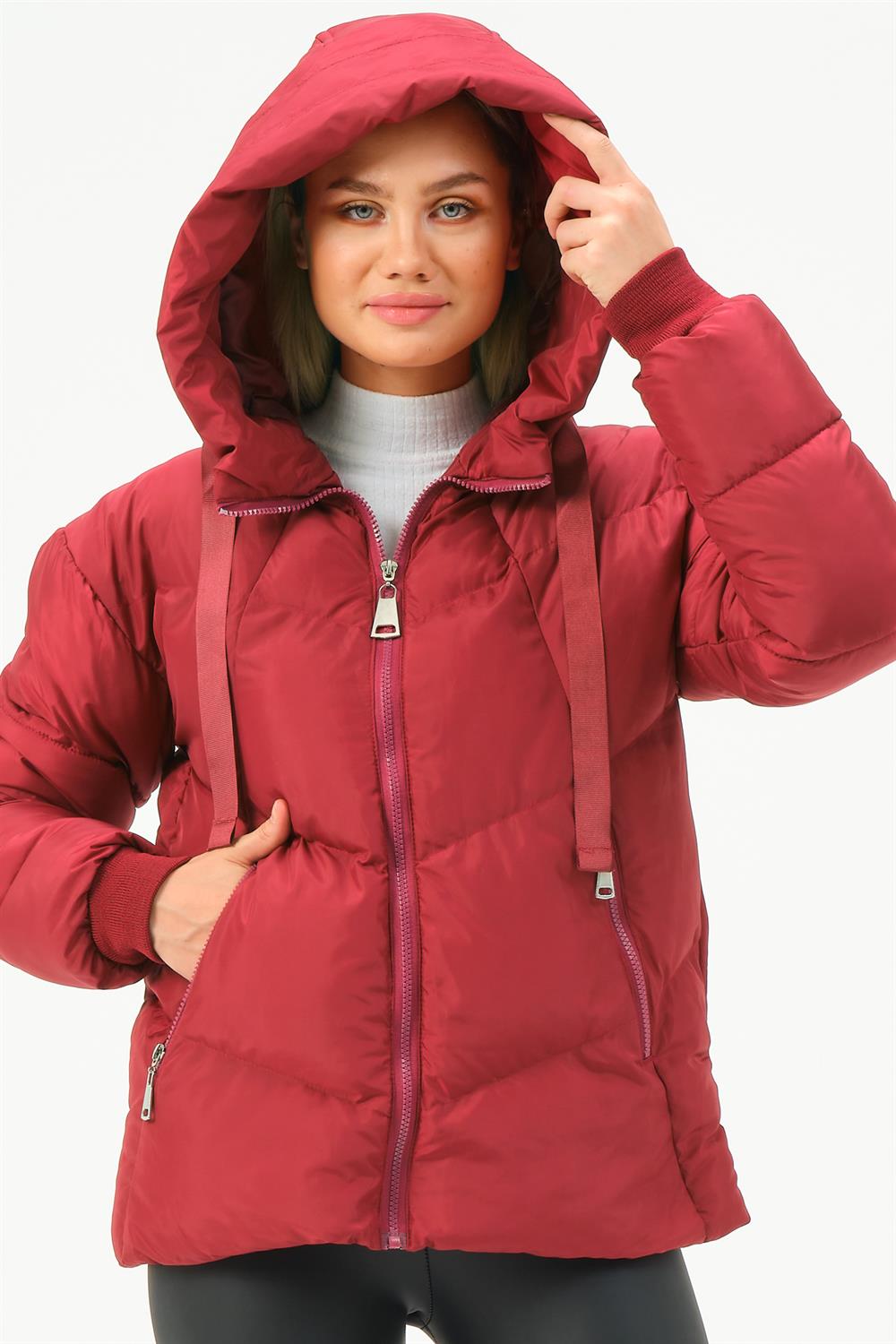 Z6771 DEWBERRY WOMEN'S COAT-BURGUNDY