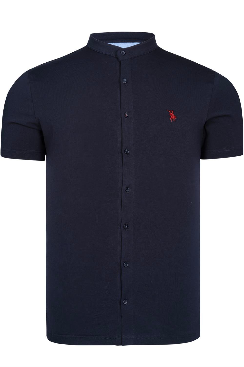 DOUBLE SET T8597 DEWBERRY MEN'S SHIRT-BLACK-NAVY BLUE