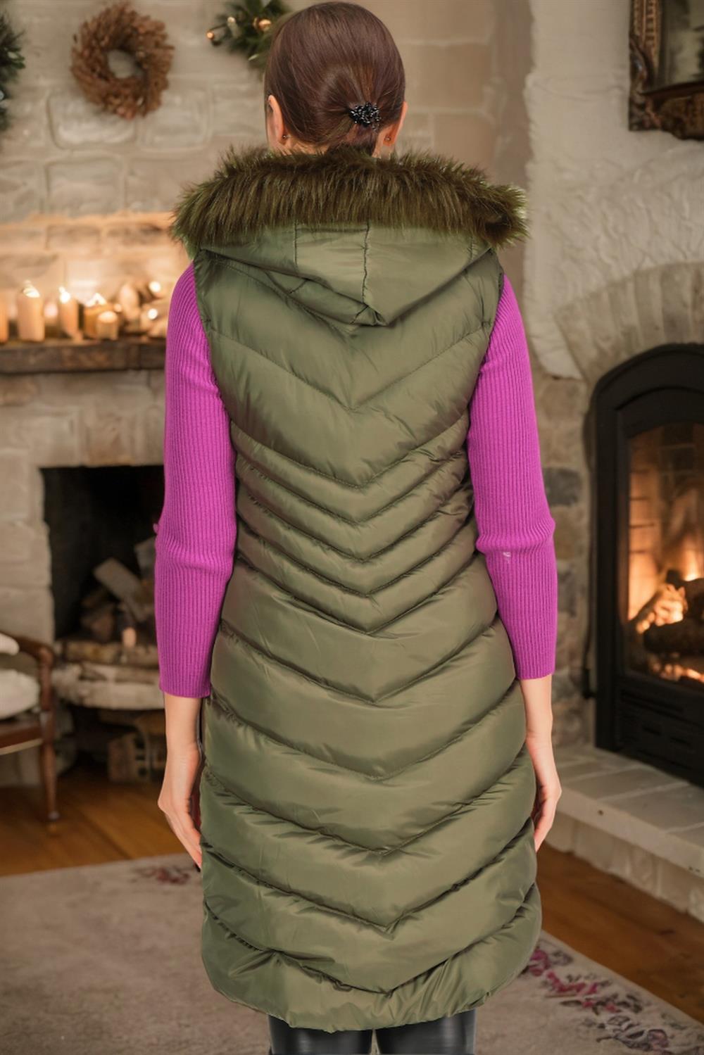 Z6725 DEWBERRY LADIES' VEST-PLAIN KHAKI
