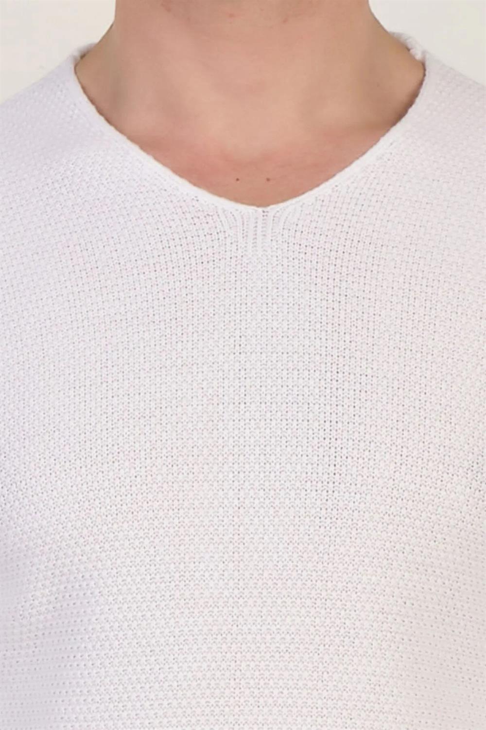 41878 Dewberry V Neck Mens Sweater-WHITE