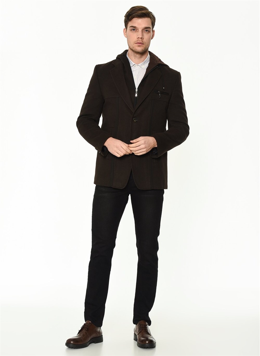 K7534 DEWBERRY MEN&#039;S COAT-BROWN