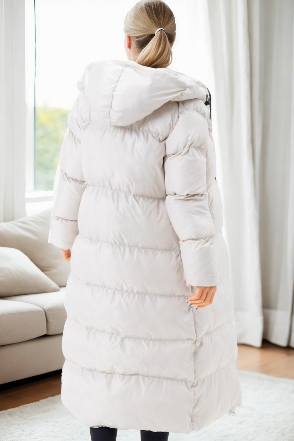 Z6756 DEWBERRY LADIES INFLATABLE COAT-BEIGE-1
