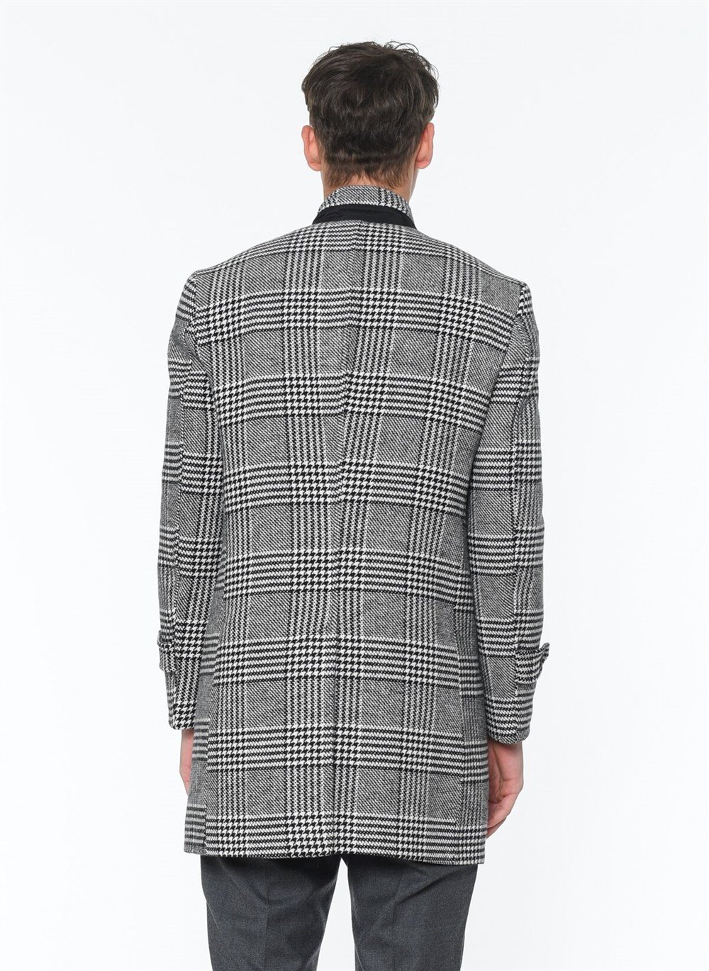 PLT8391 DEWBERRY MEN&#039;S COAT-PATTERNED BLACK