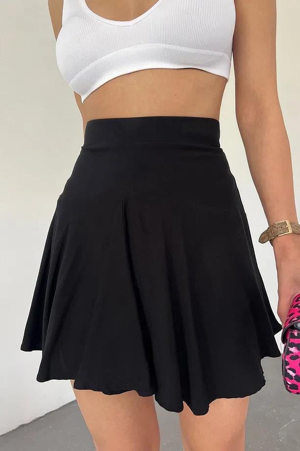 42016 Dewberry Womens Lightweight Viscose Summer Skort-BLACK
