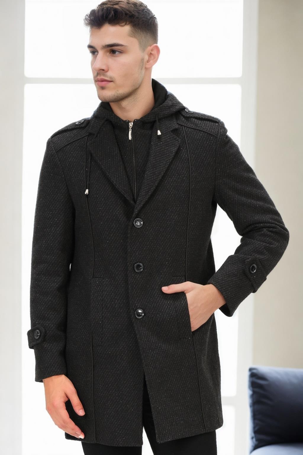 PLT8334 DEWBERRY MEN&#039;S COAT-LIGHT PATTERNED ANTHRACITE