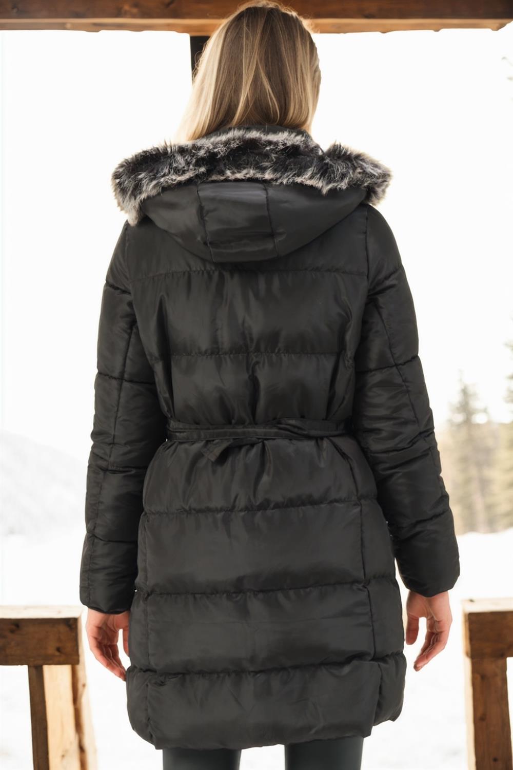 Z6768 DEWBERRY WOMEN'S COAT-DARK BLACK