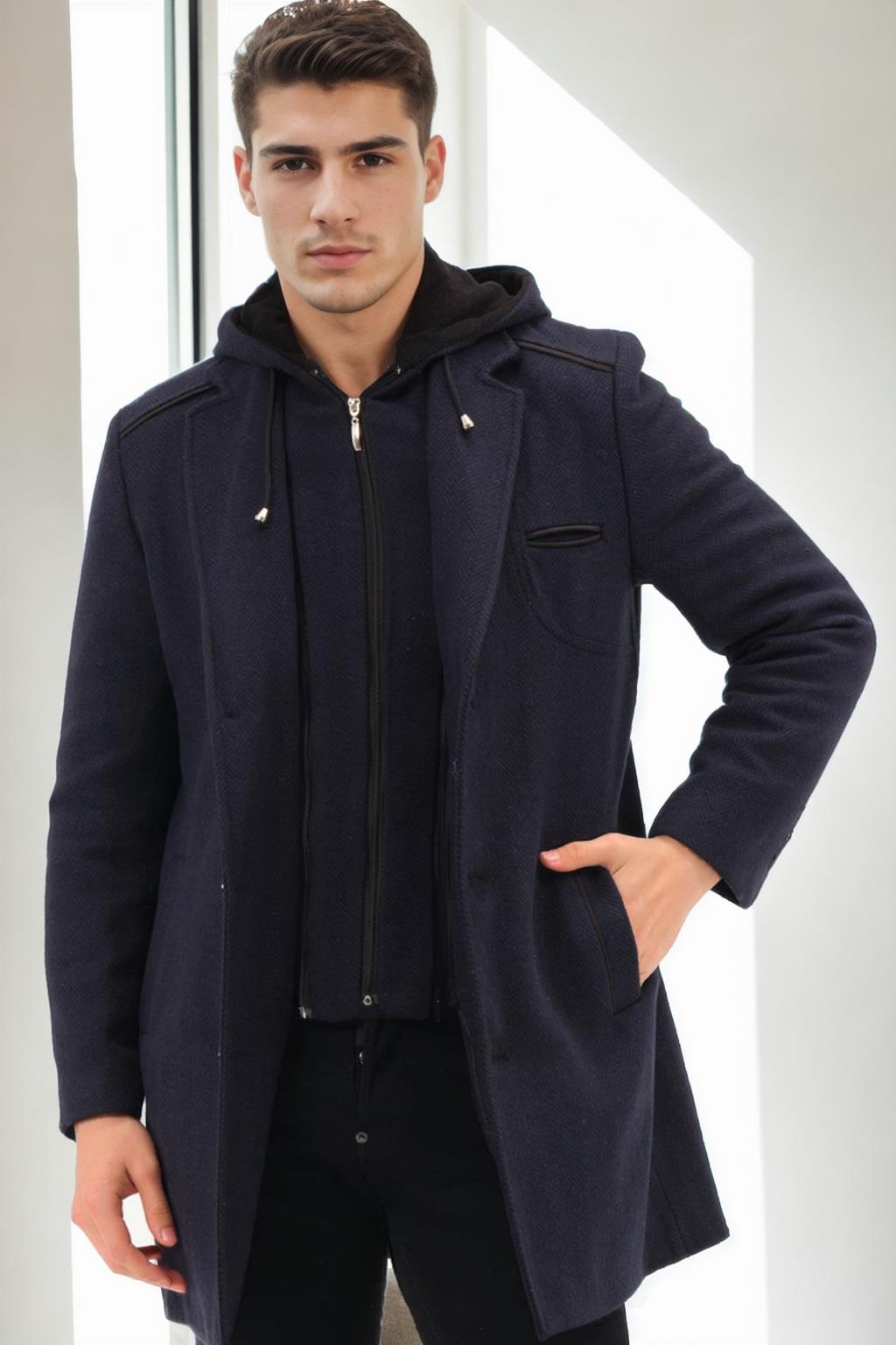 PLT8371 DEWBRRY MEN&#039;S COAT-DIAGONAL NAVY BLUE-2