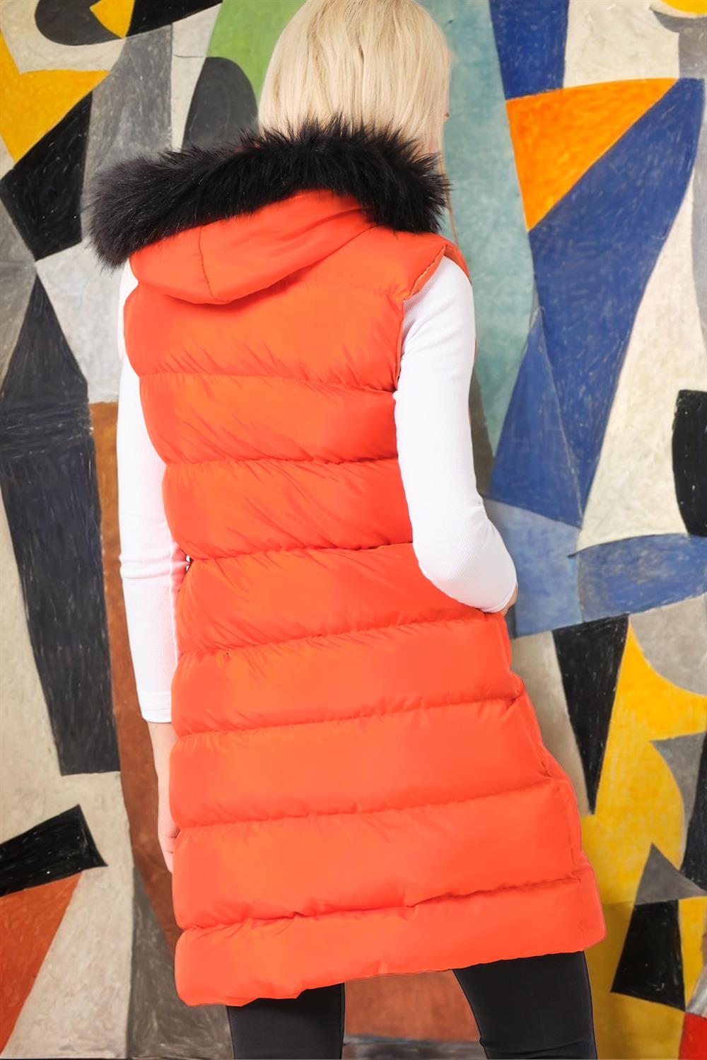 Z6761 VESTĂ DE ROUĂ PENTRU FEMEI-PORTOCALIU SIMPLU